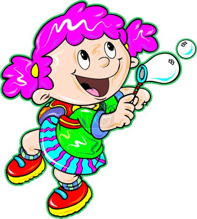 Illustration for Cartoon girl with soap bubbles - Royalty Free Image