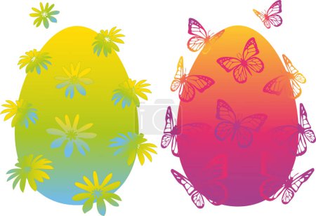 Illustration for Colorful eggs in easter egg with butterfly. - Royalty Free Image
