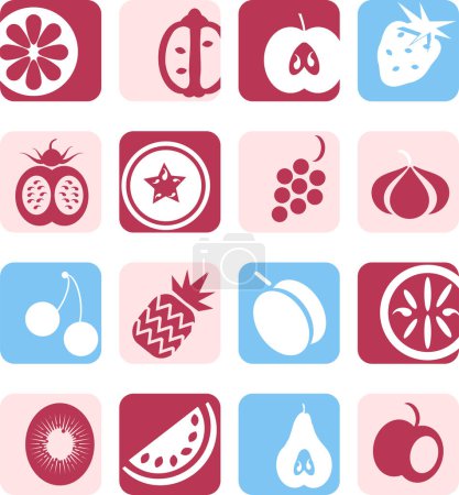 Ilustración de Conjunto de iconos de frutas simples, ilustración vectorial - Imagen libre de derechos