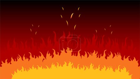 Ilustración de Llama de fuego vectorial sobre un fondo negro. llama ardiente. ilustración vectorial - Imagen libre de derechos