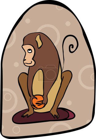 Téléchargez les illustrations : Illustration vectorielle de singe dessin animé mignon - en licence libre de droit