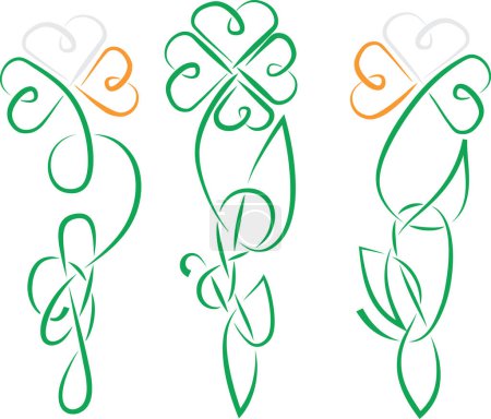 Ilustración de Conjunto de iconos de trébol de cuatro hojas - Imagen libre de derechos