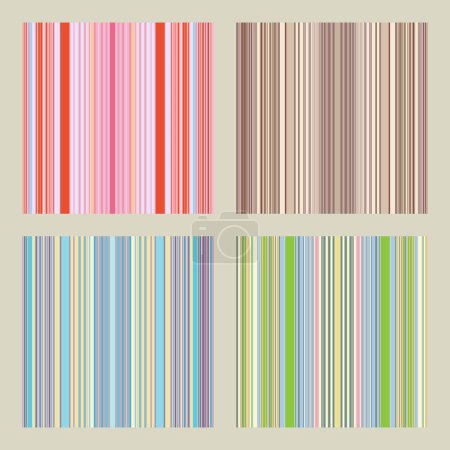 Illustration for Four seamless patterns with retro stripes in soft and warm colors - Royalty Free Image