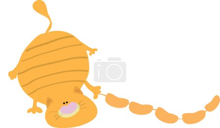 Illustration for Cute cartoon yellow cat with sausages - Royalty Free Image