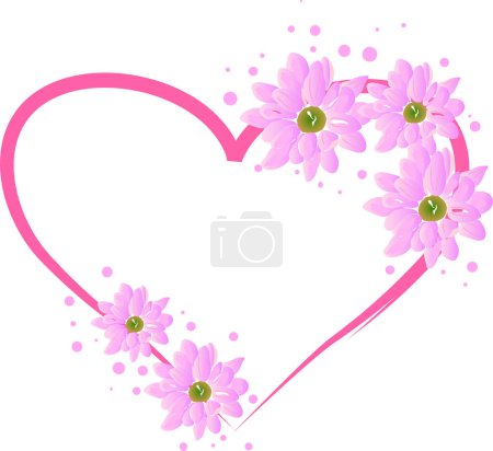 Illustration for Pink heart with flowers - Royalty Free Image