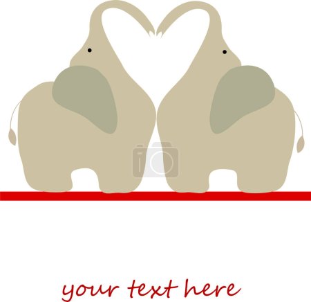 Illustration for Cute cartoon background for valentine 's day. vector illustration with two elephants in love - Royalty Free Image