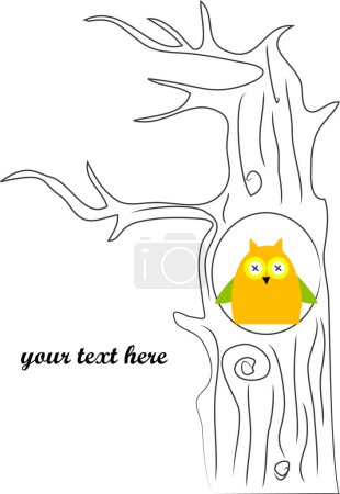 Téléchargez les illustrations : Illustration vectorielle arbre et hibou - en licence libre de droit