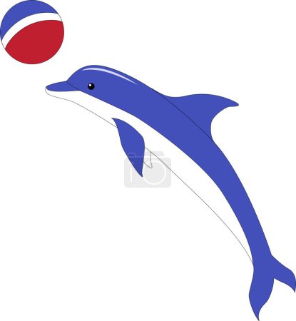 Ilustración de Delfín con bola, ilustración, vector sobre fondo blanco. - Imagen libre de derechos