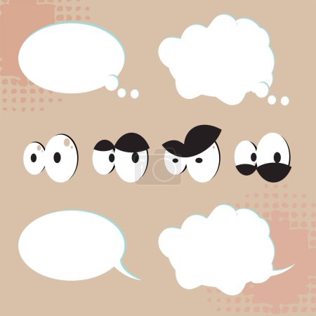 Ilustración de Conjunto de burbujas cómicas con diferentes expresiones - Imagen libre de derechos