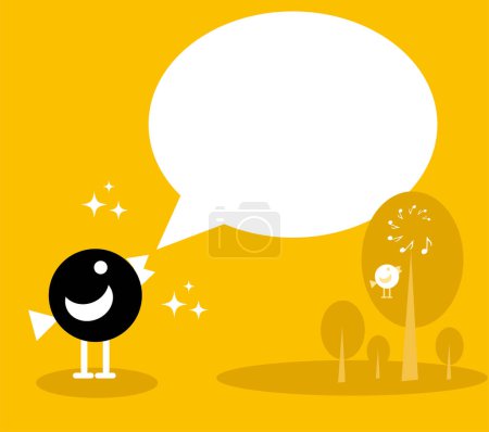 Illustration for Cute cartoon illustration of the speech balloons and birds - Royalty Free Image