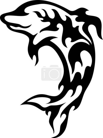 Ilustración de Vector de dibujo de delfín negro sobre fondo blanco - Imagen libre de derechos