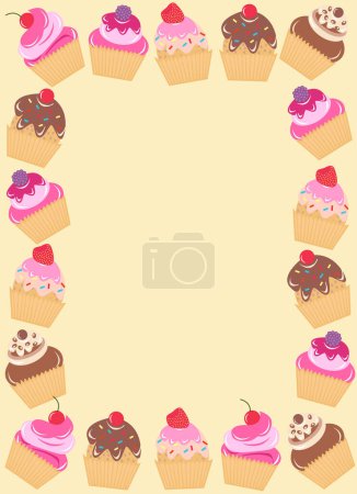 Illustration for Vector seamless background with colorful cakes - Royalty Free Image
