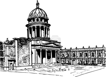 Ilustración de Ilustración vectorial de la ciudad vieja en el fondo - Imagen libre de derechos