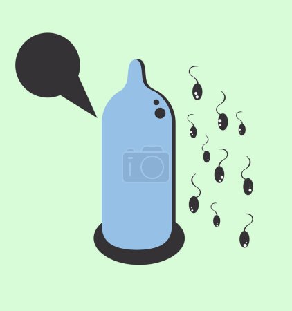 Illustration for Condom with speech bubble icon. dark background - Royalty Free Image