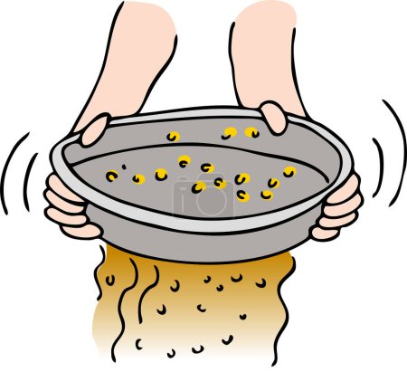 Illustration for An image of a person panning for gold. - Royalty Free Image