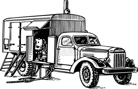 Illustration for Black and white vector illustration of a truck - Royalty Free Image