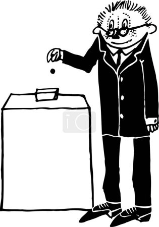 Illustration for Man voting with a coin on white background - Royalty Free Image