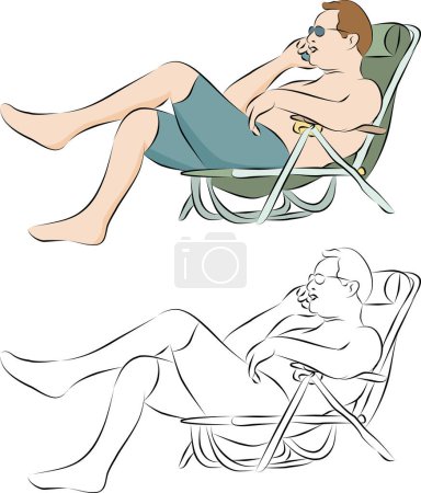 Téléchargez les illustrations : Homme en maillot de bain relaxant - en licence libre de droit