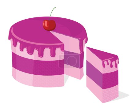 Illustration for Sweet cake with cherry - Royalty Free Image