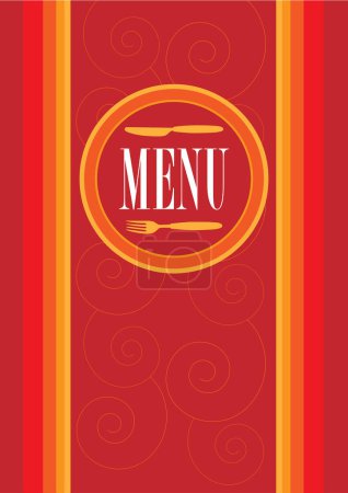 Illustration for Menu card design - menu sign and cutlery icon on retro background - Royalty Free Image