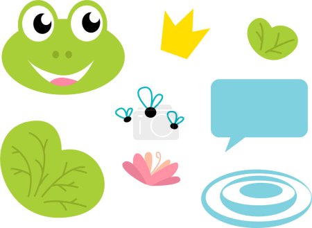 Téléchargez les illustrations : Personnage de dessin animé mignon grenouille - en licence libre de droit