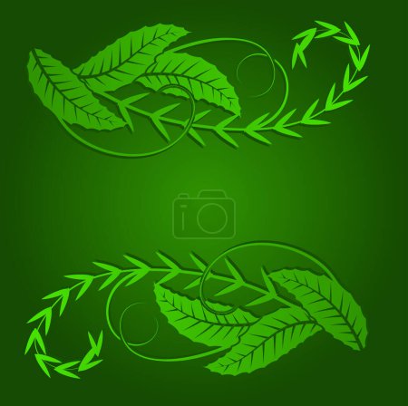 Illustration for Set of four decorative frames with green leaf - Royalty Free Image