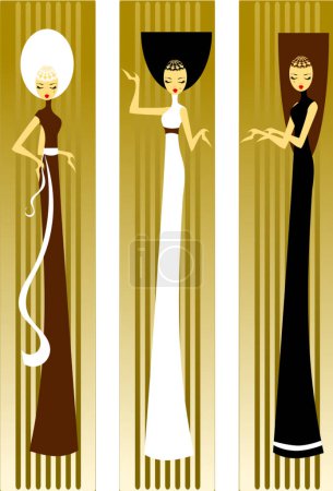 Illustration for Beautiful fashion woman in retro style with long format. vector illustration - Royalty Free Image