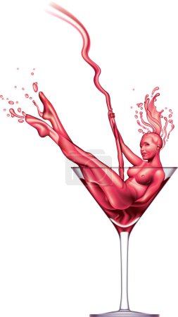 Téléchargez les illustrations : Un verre de cocktail en forme de femme - en licence libre de droit