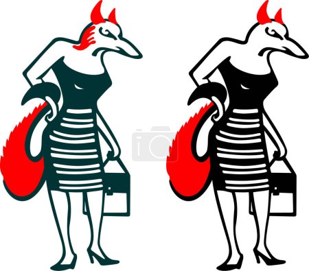 Ilustración de Ilustración vectorial de una mujer diablo con cara de animal - Imagen libre de derechos