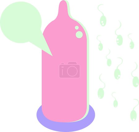 Ilustración de Preservativo con el icono de la burbuja del habla. fondo oscuro - Imagen libre de derechos