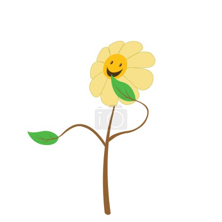 Téléchargez les illustrations : Mignonne fleur jaune sur fond blanc - en licence libre de droit