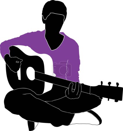 Téléchargez les illustrations : Musicien jouant vecteur de guitare - en licence libre de droit
