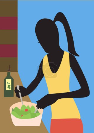 Illustration for Woman cooking in the kitchen - Royalty Free Image
