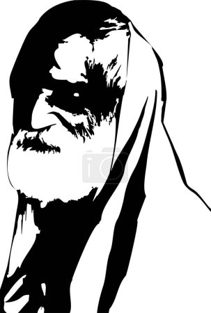 Ilustración de Retrato del anciano sobre un fondo blanco - Imagen libre de derechos