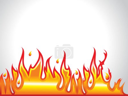 Téléchargez les illustrations : Flammes de feu avec fond gris, illustration vectorielle - en licence libre de droit