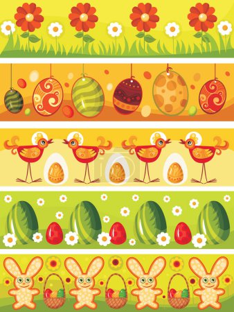 Ilustración de Set de vacaciones de Pascua con elementos coloridos - Imagen libre de derechos