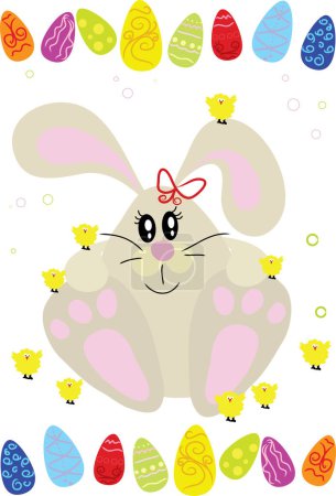 Illustration for Happy easter card with bunny - Royalty Free Image