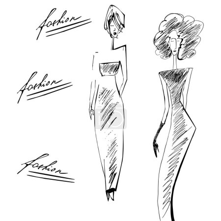 Illustration for Elegant silhouette fashion model, vector simple design - Royalty Free Image