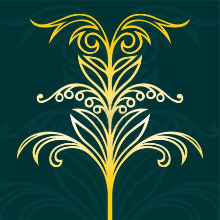Ilustración de Ornamento floral en oro y colores negros. elementos de diseño para invitaciones de boda, tarjeta de felicitación, impresión, tela, textil, vector. - Imagen libre de derechos