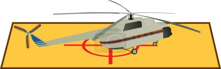 Illustration for Large passenger helicopter standing on the roof - Royalty Free Image