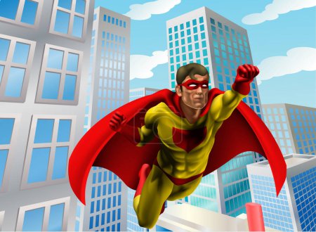 Illustration for Superhero in red costume - Royalty Free Image