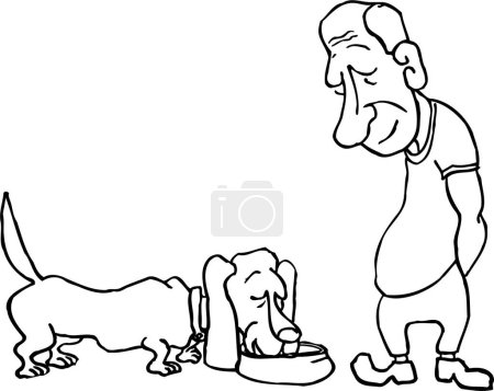 Illustration for Cartoon illustration of dog with his owner - Royalty Free Image