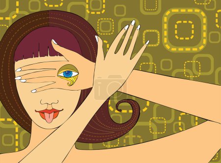 Illustration for Beautiful young girl with a eye. - Royalty Free Image