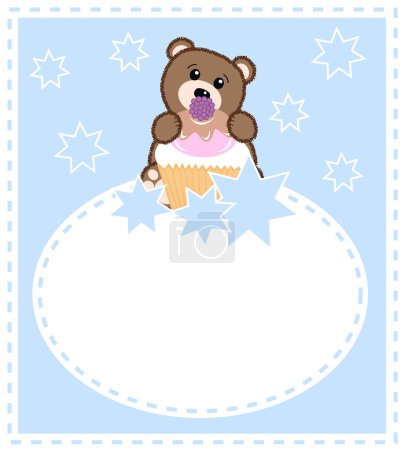 Téléchargez les illustrations : Mignon bébé ours en peluche avec des étoiles. - en licence libre de droit