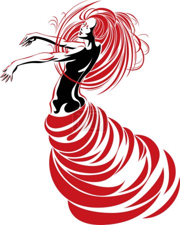 Ilustración de Chica abstracta de pelo rojo - Imagen libre de derechos