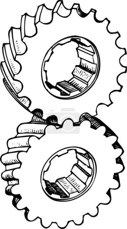 Téléchargez les illustrations : Icône de roue dentée dessinée à la main - en licence libre de droit