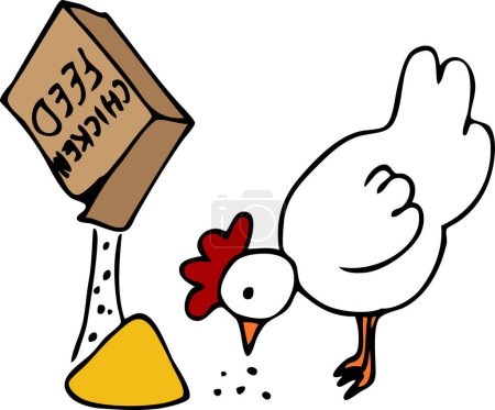 Téléchargez les illustrations : Manger du poulet, illustration vectorielle - en licence libre de droit