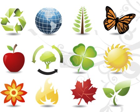 Illustration for Vector set with leaf icons isolated on white. - Royalty Free Image