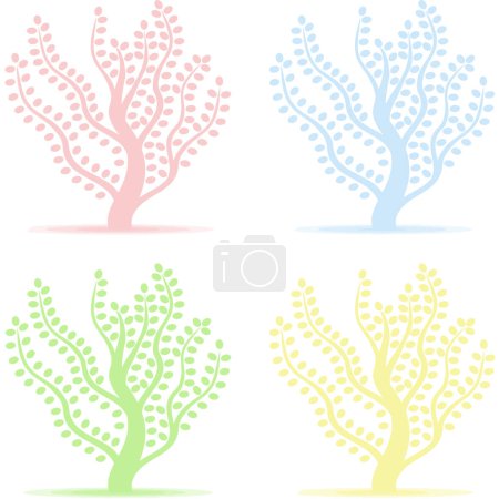 Ilustración de Conjunto de árboles coloridos - Imagen libre de derechos