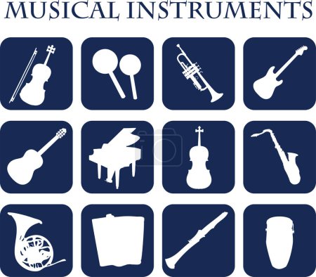 Téléchargez les illustrations : Ensemble vectoriel d'instruments de musique - en licence libre de droit